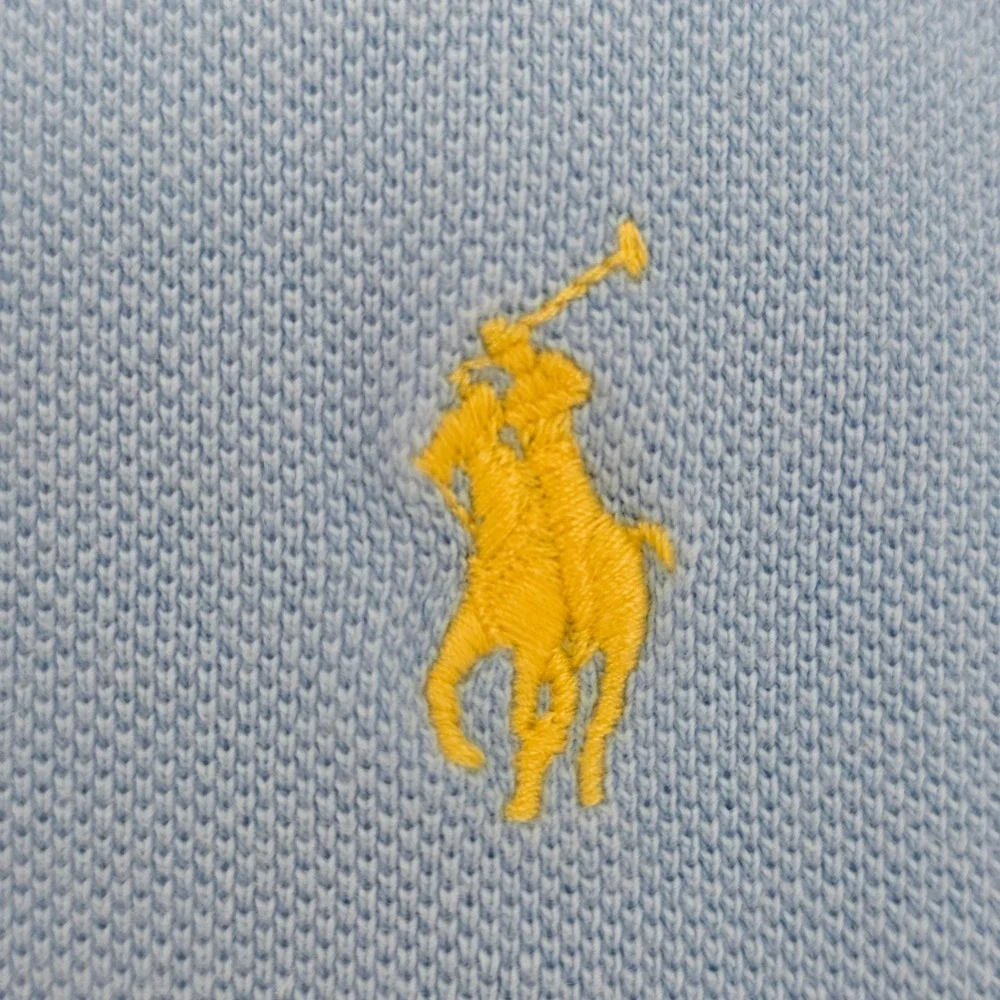 Vtg Polo Ralph Lauren Mens XL Light Blue Short Sleeve Pique Polo Yellow Pony